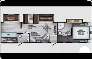 2019 Arctic Wolf 38' Bunkhouse 5th Wheel- sleeps 8