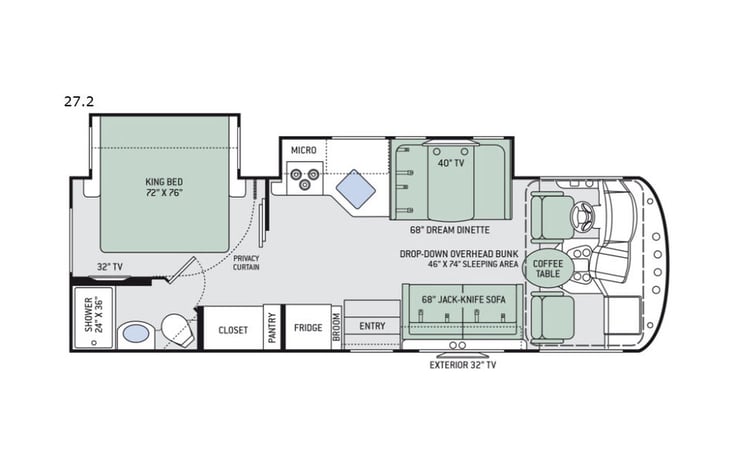 Representative floor plan provided by a trusted RVshare partner.
