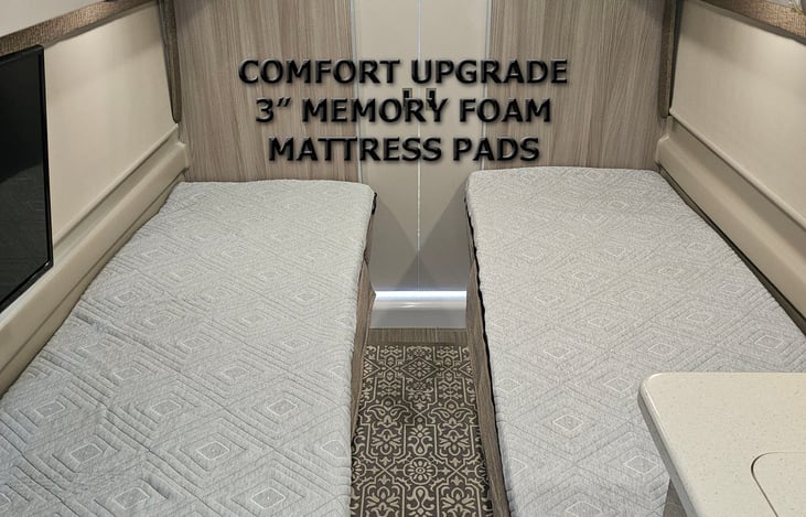 Comfort Upgrade - 3" memory foam mattress pads. See also chairs, patio mat and table.