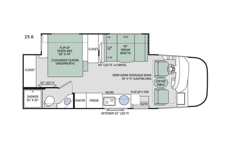 Representative floor plan provided by a trusted RVshare partner.