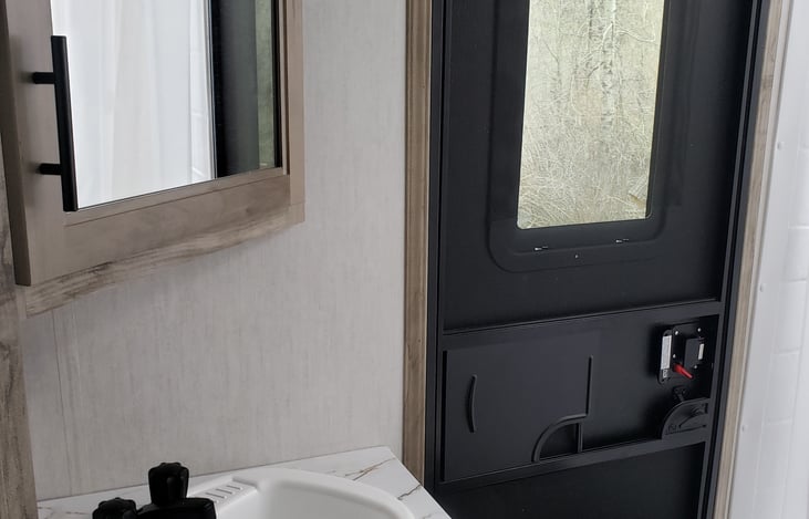 Bathroom has its own outside door