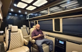 Luxury Mercedes Coach | Massage Chairs & Bathroom