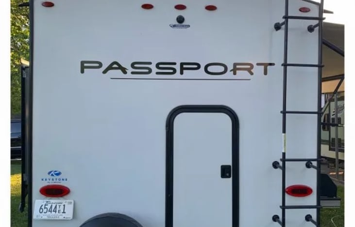 Rear of RV.  We are pet friendly