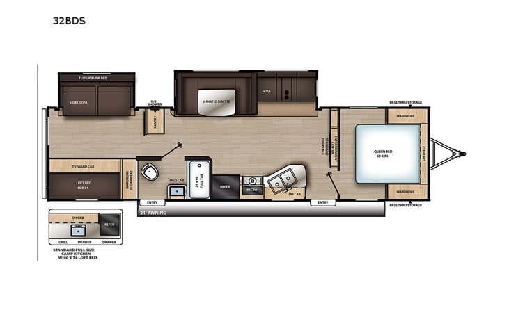 Representative floor plan provided by a trusted RVshare partner.