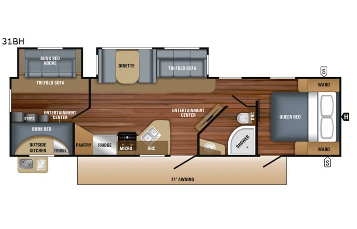 Representative floor plan provided by a trusted RVshare partner.
