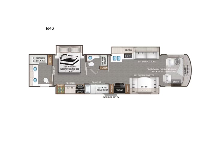 Representative floor plan provided by a trusted RVshare partner.