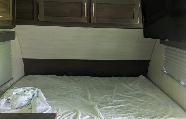 This is a queen size bed mattress, almost like he one at home all you need is blankets and you favorite pillow!