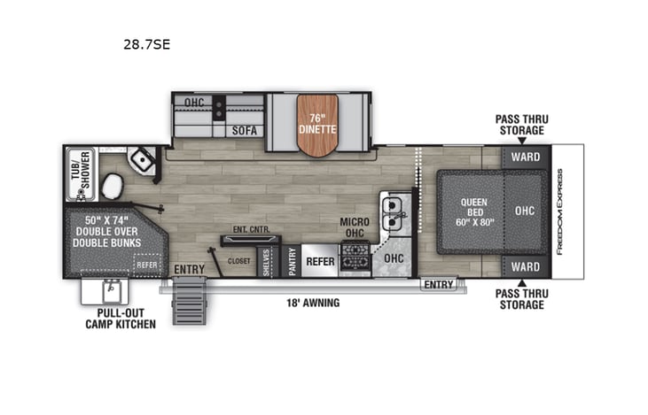 Representative floor plan provided by a trusted RVshare partner.