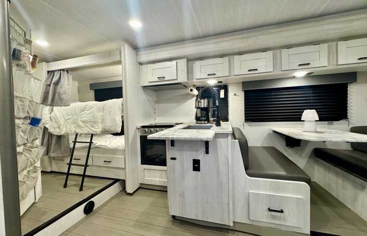 View from the front door looking towards the bunk beds