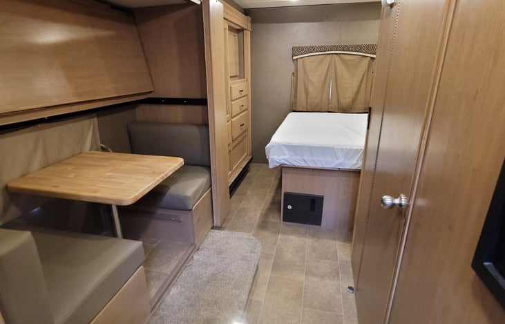 bathroom door on right, accessible to entire RV