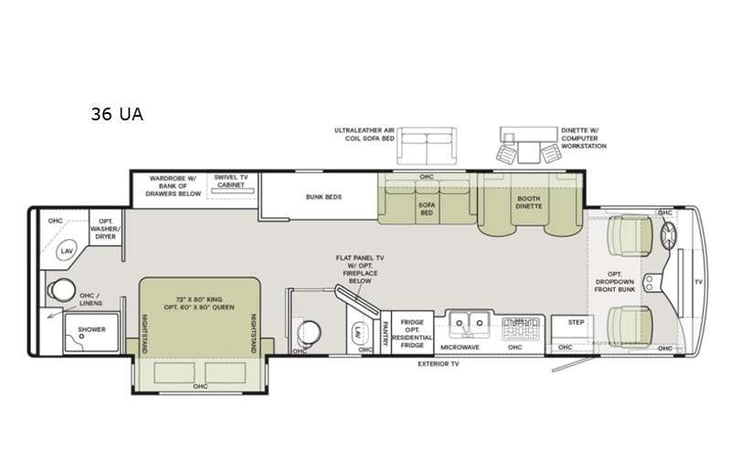Representative floor plan provided by a trusted RVshare partner.