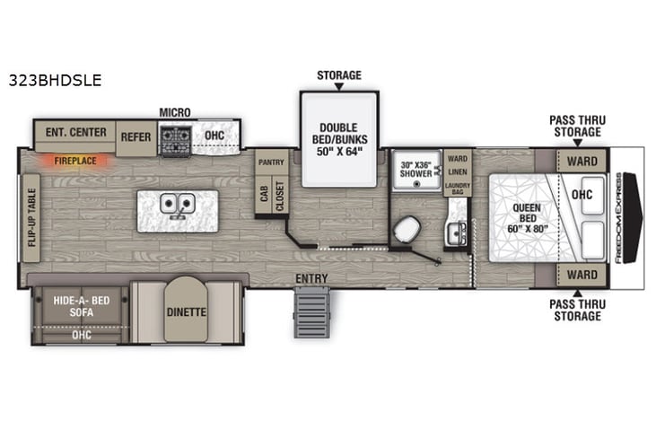 Representative floor plan provided by a trusted RVshare partner.