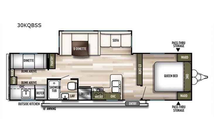Representative floor plan provided by a trusted RVshare partner.