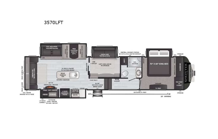Representative floor plan provided by a trusted RVshare partner.