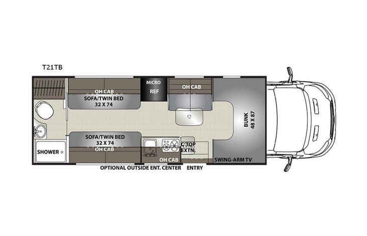 Representative floor plan provided by a trusted RVshare partner.