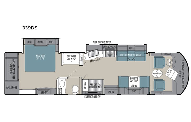 Representative floor plan provided by a trusted RVshare partner.