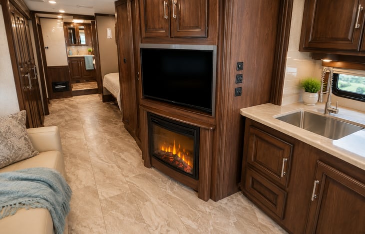 Fire place and television