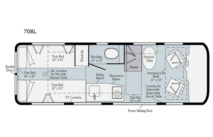 Representative floor plan provided by a trusted RVshare partner.