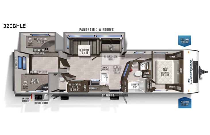 Representative floor plan provided by a trusted RVshare partner.