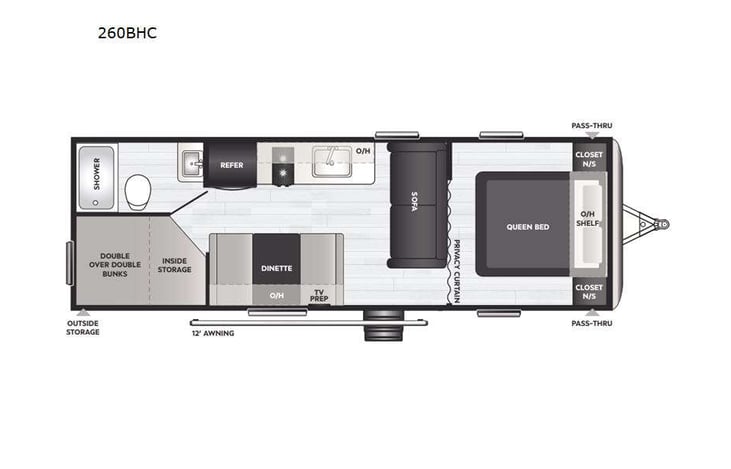 Representative floor plan provided by a trusted RVshare partner.