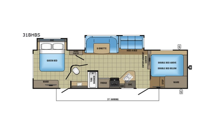 Representative floor plan provided by a trusted RVshare partner.