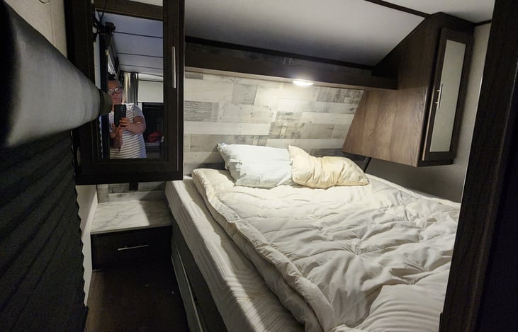 plush memory foam, no crappy trailer mattress! down topper included if desired