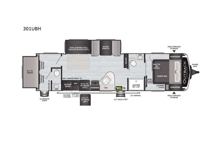 Representative floor plan provided by a trusted RVshare partner.