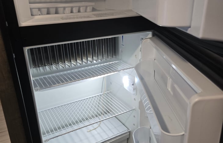 Fridge with shelves and drawers
