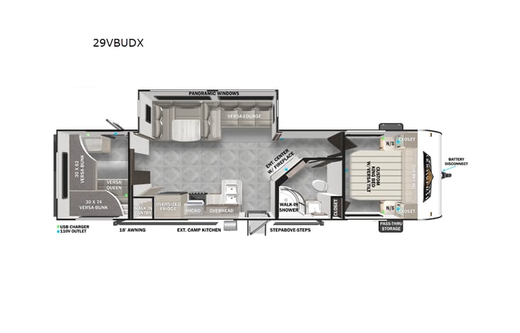 Representative floor plan provided by a trusted RVshare partner.