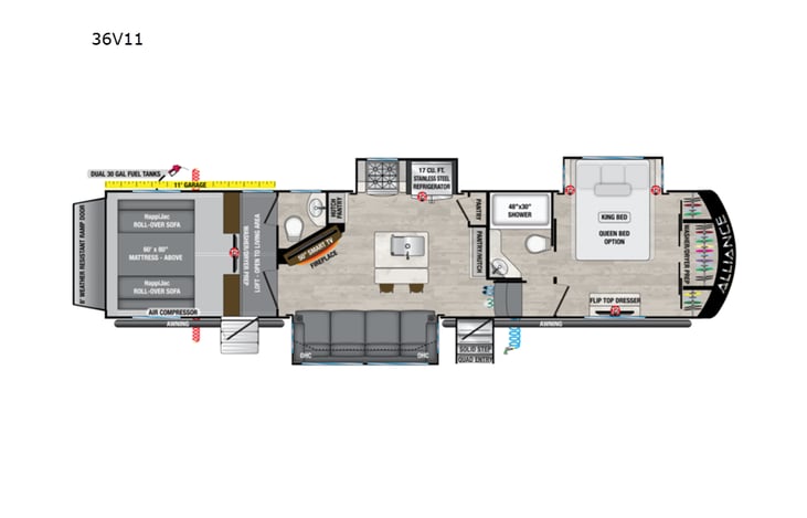 Representative floor plan provided by a trusted RVshare partner.