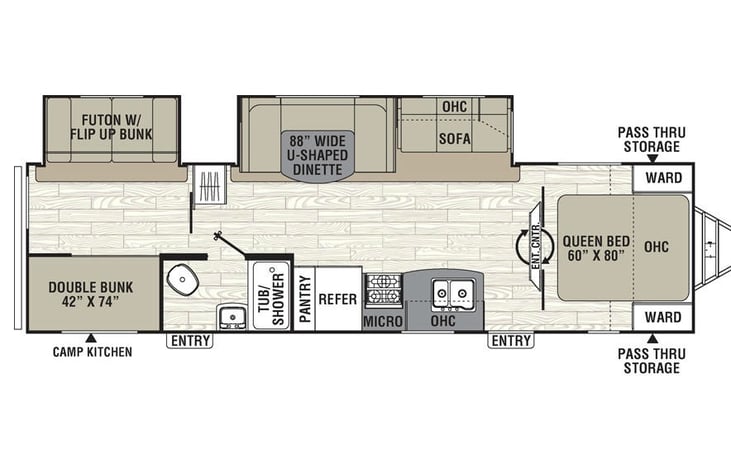 Representative floor plan provided by a trusted RVshare partner.
