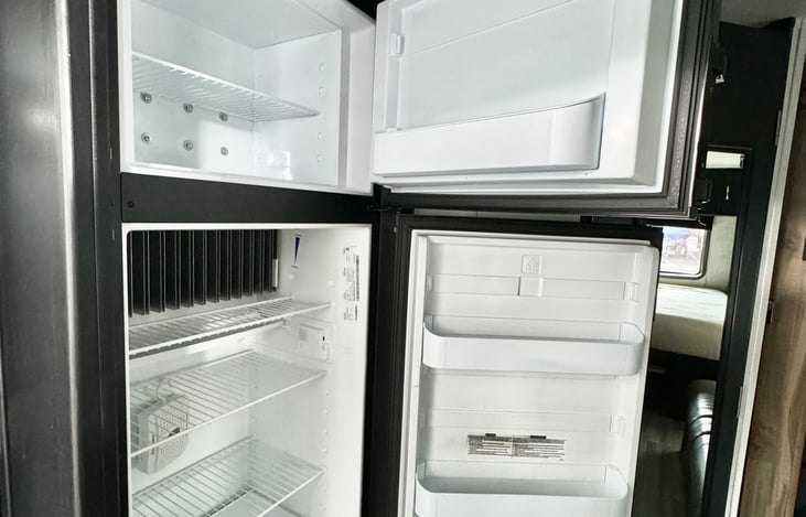 Refrigerator and freezer are ice cold and will keep your items secure and fresh. An Ice tray and container are provided for your ice needs.