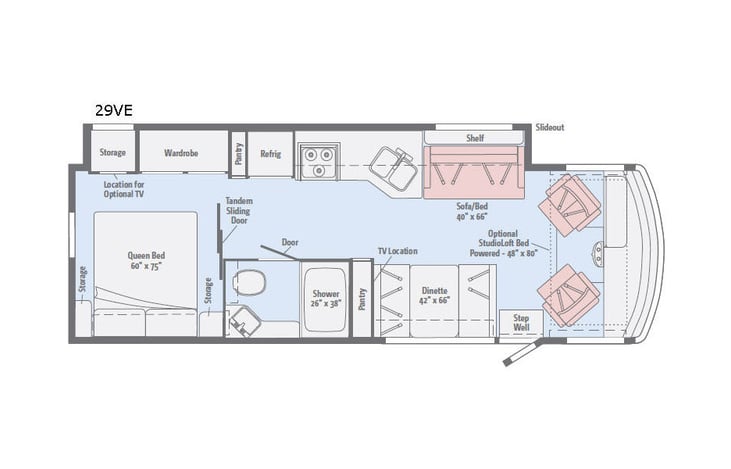 Representative floor plan provided by a trusted RVshare partner.