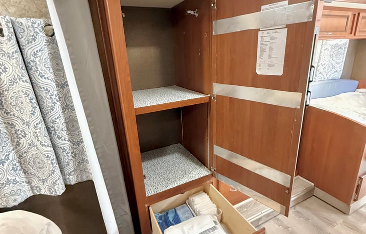 Closet storage. Towels provided.