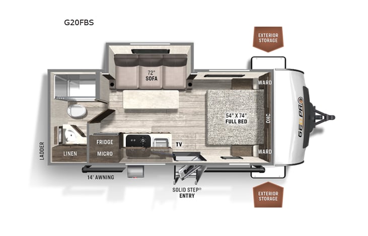 Representative floor plan provided by a trusted RVshare partner.