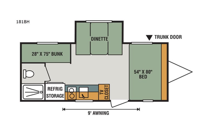 Representative floor plan provided by a trusted RVshare partner.