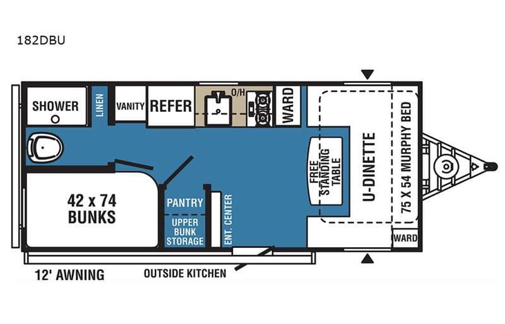 Representative floor plan provided by a trusted RVshare partner.
