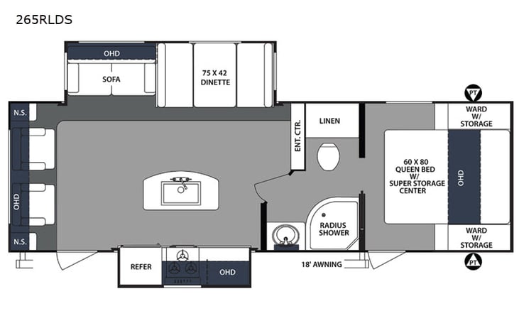 Representative floor plan provided by a trusted RVshare partner.