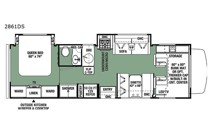 Representative floor plan provided by a trusted RVshare partner.