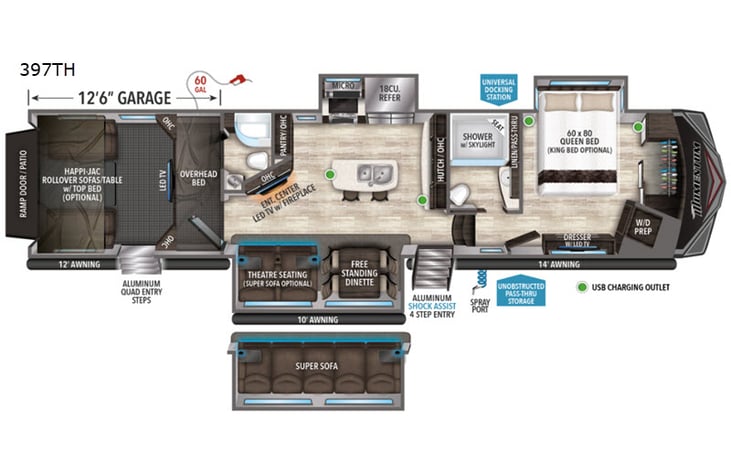 Representative floor plan provided by a trusted RVshare partner.