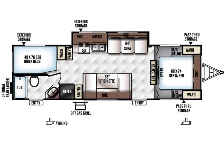 Representative floor plan provided by a trusted RVshare partner.