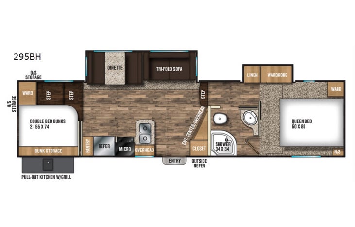Representative floor plan provided by a trusted RVshare partner.