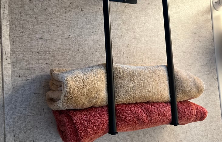 Towel rack in bathroom