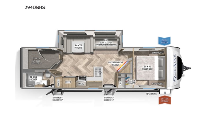 Representative floor plan provided by a trusted RVshare partner.