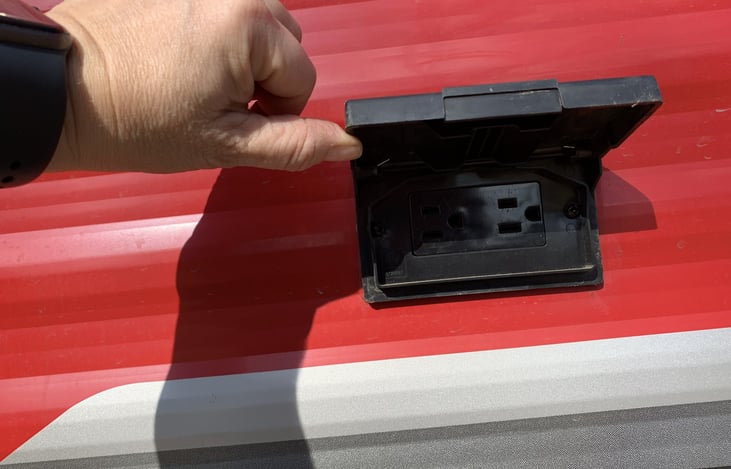 Outside plug. I like to set up my coffee pot out here in the morning and watch the sunset.