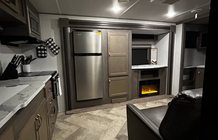 Spacious kitchen and living room