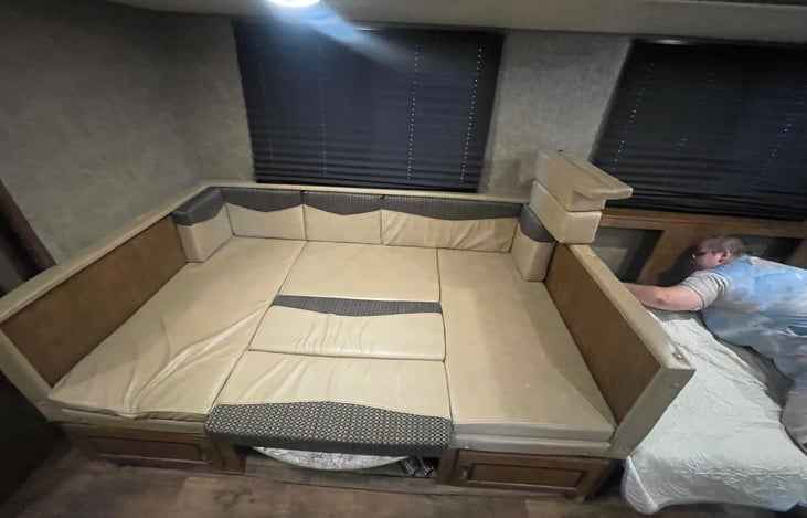 Big Bed, not a thick mattress. recommend for lighter adults. but will hold two beds.