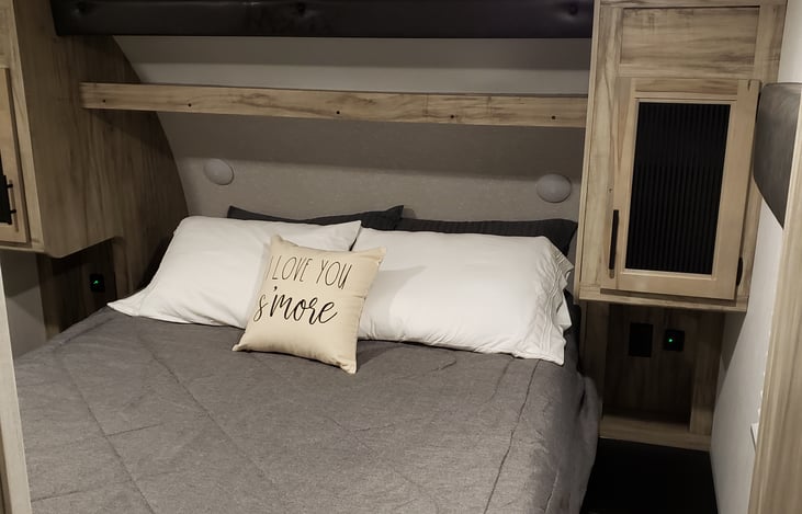 Short Queen size bed, sleeps 2