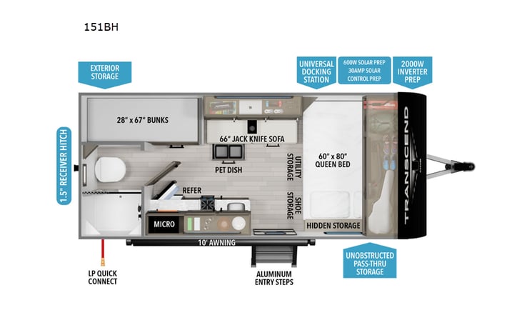 Representative floor plan provided by a trusted RVshare partner.