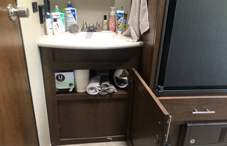 Although this cabinet may look small it is deep and capable for easy storage.